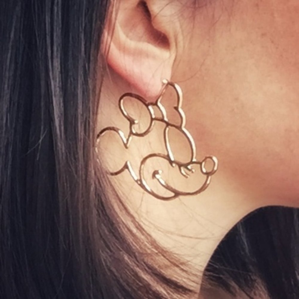 Disney Minnie Mouse Style Gold Statement Earrings